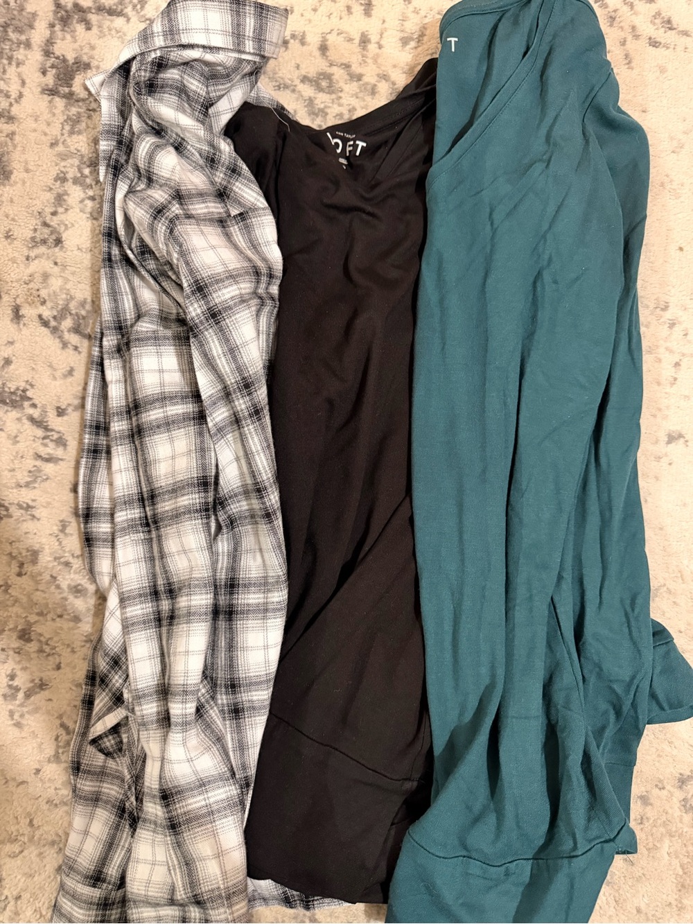 3 LOFT Shirts - 1 Plaid Button Down Shirt & 2 Solid Blouse Shirts